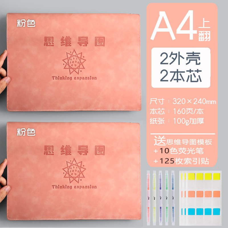 Mapa de la mente cuaderno a4B5 cuaderno de hojas sueltas desmontable estudiante simple examen de ingreso de posgrado Aprendizaje de cuero suave en stock al por mayor
