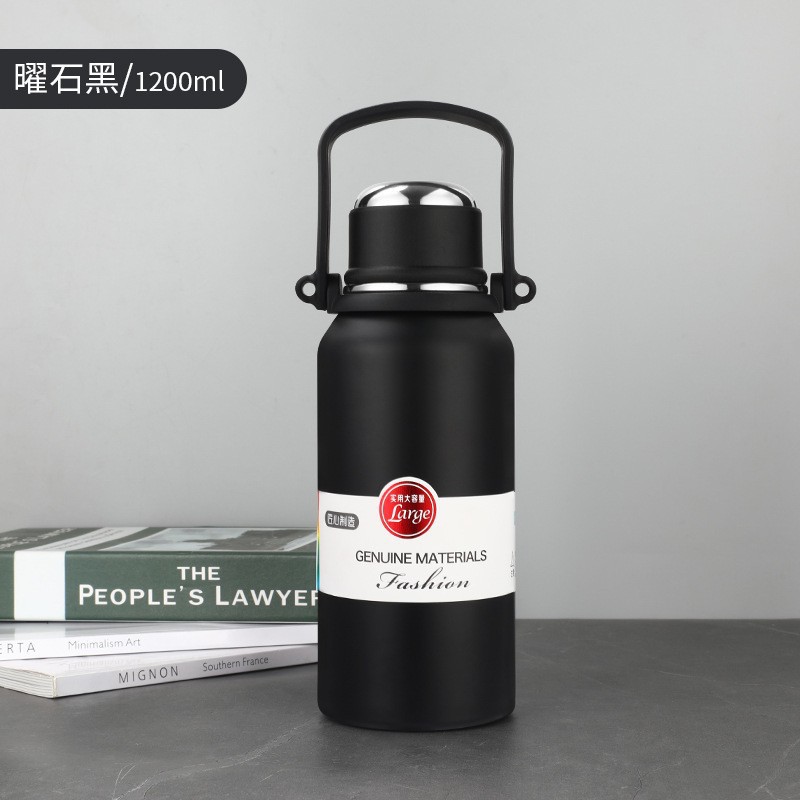 Termo de acero inoxidable 316 para exteriores, botella de agua deportiva de gran capacidad con asa, botella de viaje con doble tapa, aislamiento térmico de gran capacidad