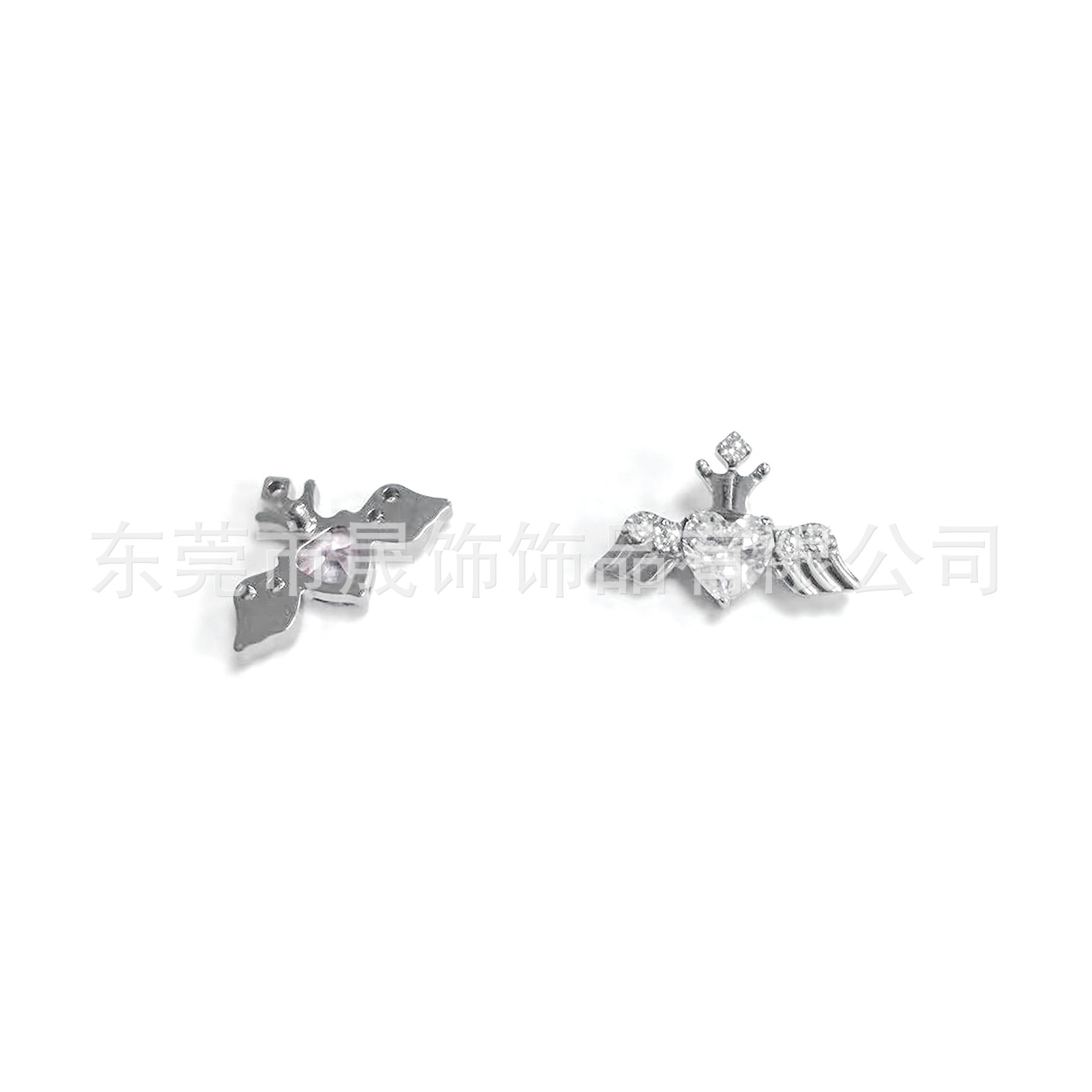 F136 Titanium Alloy Heart 天使翅膀 Ear Stud Studded 5A Cubic Zirconia Helix Cartilage Stud G23 Titanium Internal Thread Piercing Jewelry