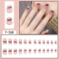 秋冬網紅款玳瑁琥珀指甲貼片流行顯白穿戴甲套裝美甲成品批發