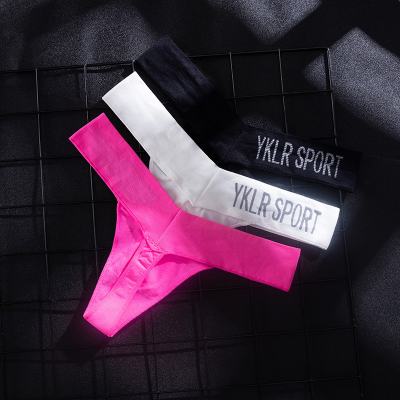 European and American sexy seamless underwear women's sports letters plus size high elastic seamless cotton foreign trade T-shaped women's thong