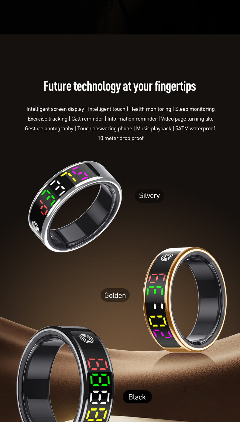 Smarter Wearable Ring Mit Herzfrequenz- Und Blutsauerstoffmessung_voghion.com