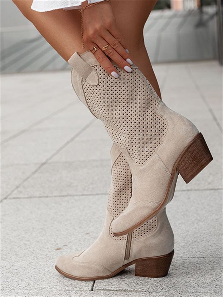  Women's Shoes winter new  style mid heel 40 43 burnt suede low top women's boots trend_ipsvogv.com