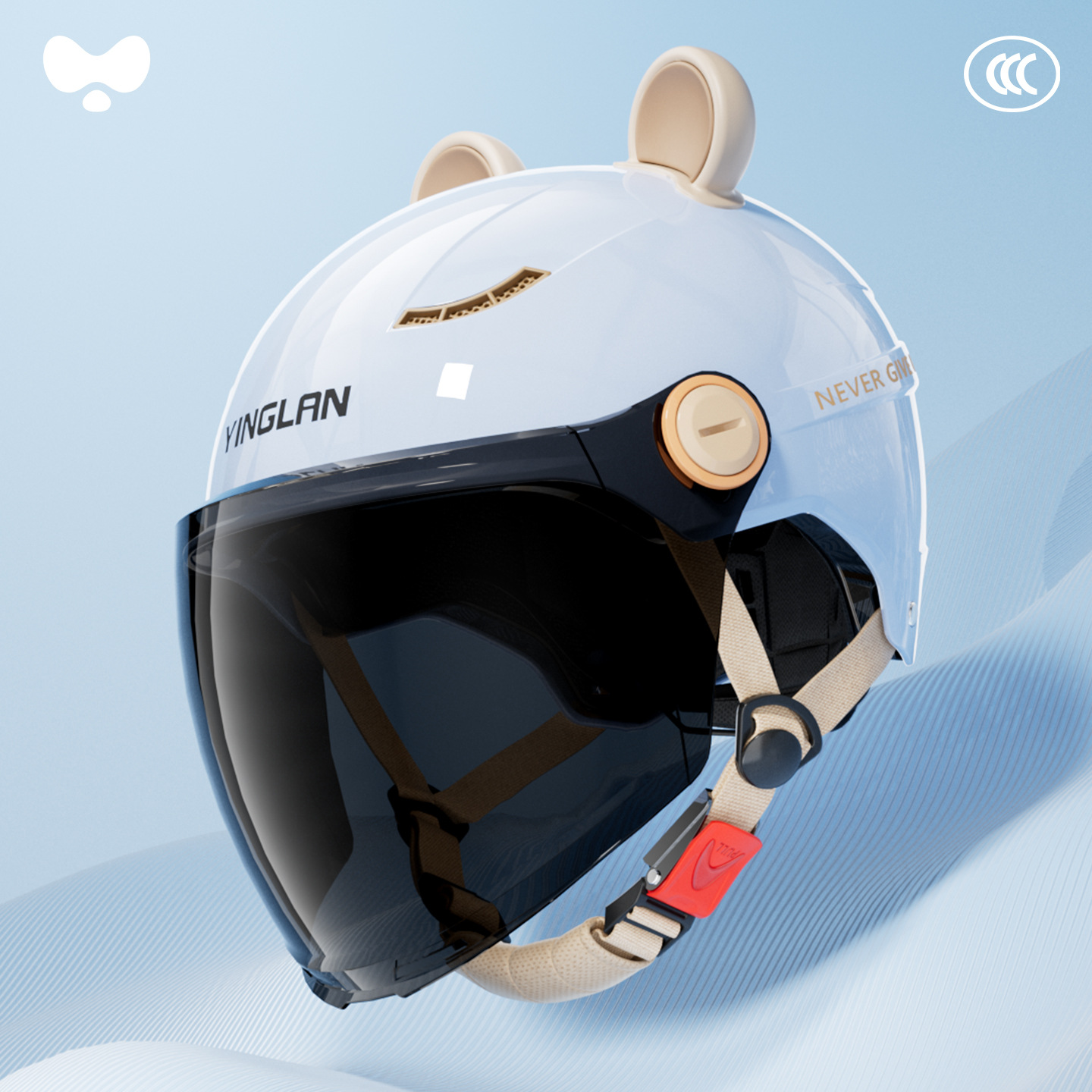 Helmet Electric Vehicle: Universal Motosiklet kaskı (dəbilqə) - 3c-youth-blue-sunscreen-long-mirror-class-a-new-national-standard
