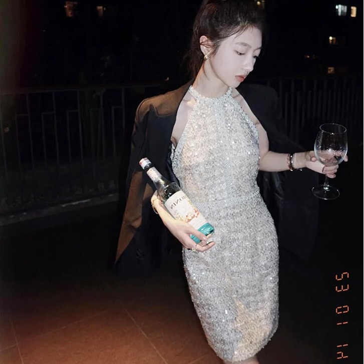 2025 Spring and Summer Women's Platycodon French Cool Royal Sister Xiaoxiang Style Formal Occasion Sleeveless Heavy Industry Slim Dress