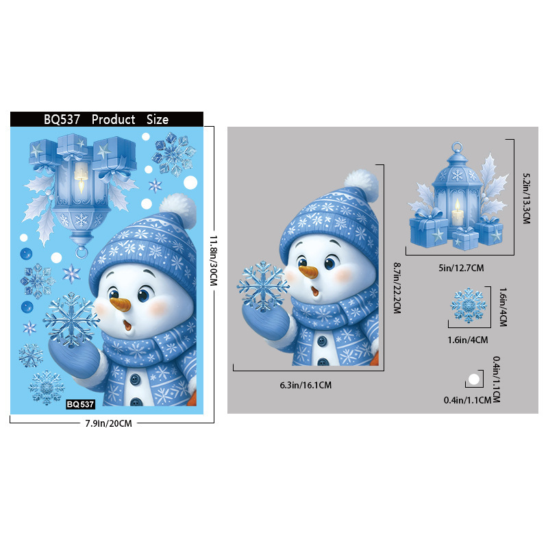 クリスマスステッカークリエイティブ漫画サンタクロースガラスステッカークロスボーダー新しい鐘スノーフレーク雪だるま静電ステッカー|undefined