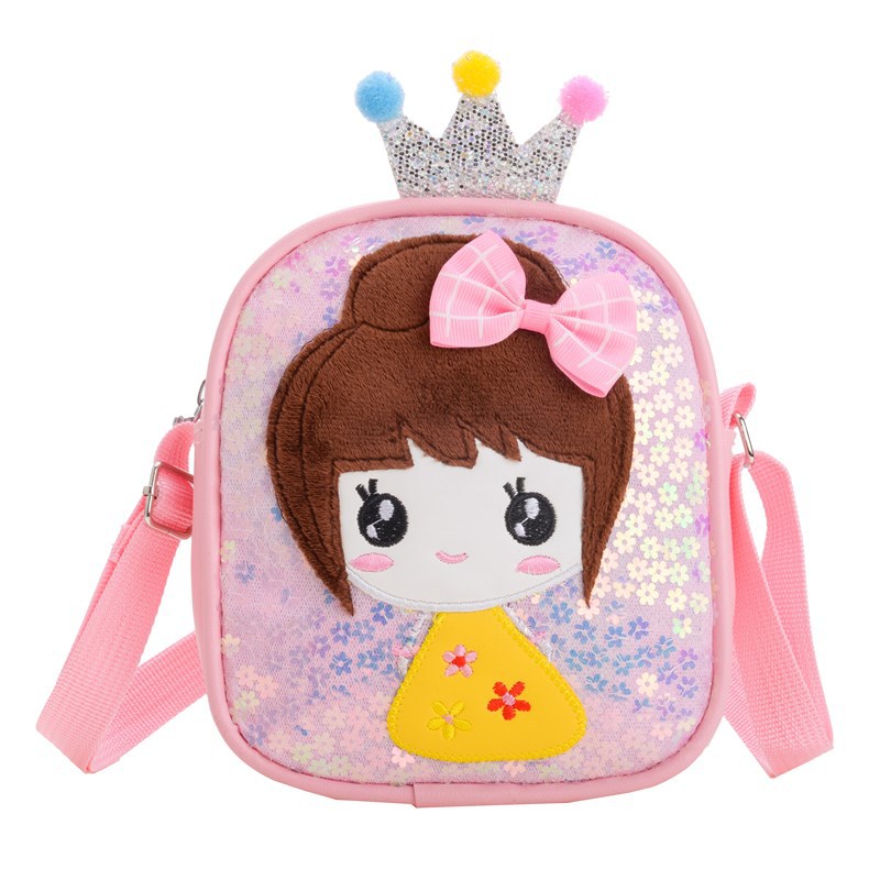 Mochila de moda de sequillas para bebés, lindas bolsas de hombro para niñas de corona, 2025 bolsas de comercio exterior para niños nuevos tipos coreanos