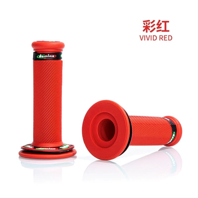Off-Road Kawasaki Prince Modified Rubber Handlebar Rubber Motorcycle 22mm Universal Retro Colorful Handlebar Accessories (Motorcycle Handle Cover) - new-domino-twill-handle-glue-colored-background-red