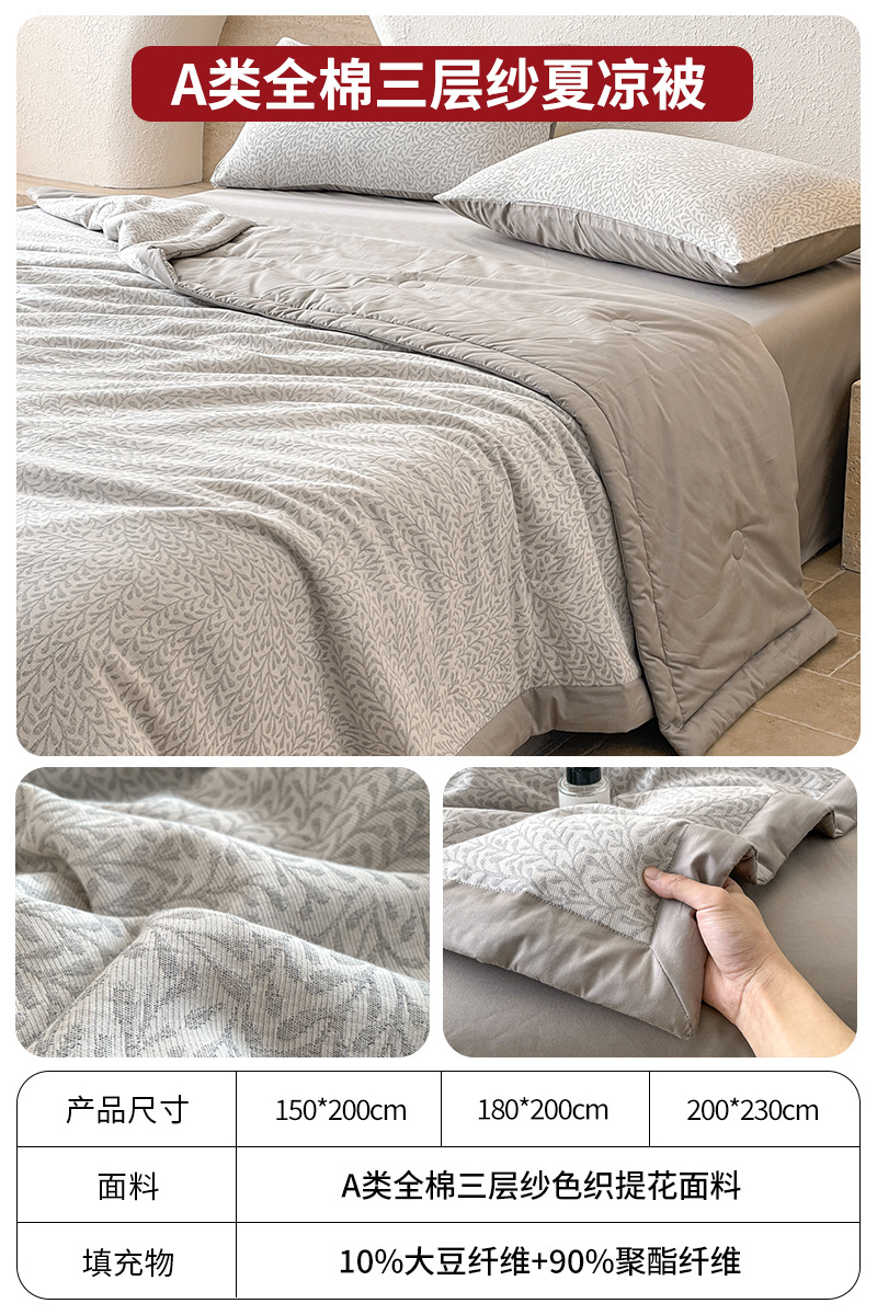 Juego de cuatro piezas de cama de edredón fresco de verano de hilo de doble capa de algodón puro 2025 nuevo juego de tres piezas de sábanas de alta gama de lujo ligero