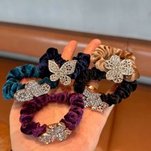 绒布水钻发圈满钻绒布头花发绳头绳皮筋一元二元地摊货源头饰批发