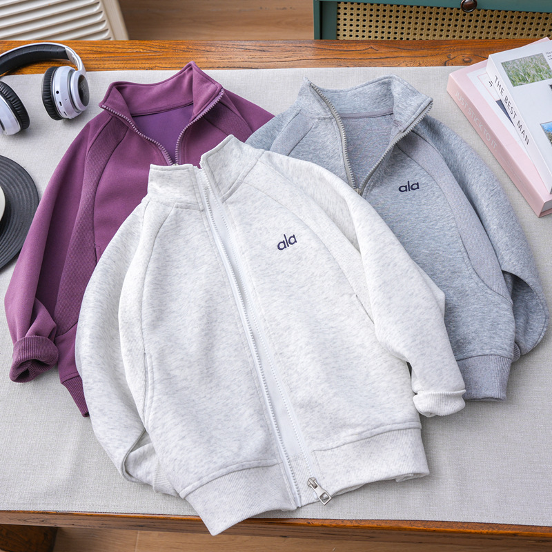 儿童秋立领休闲外套中大童2025新款拉链开衫男童纯色拼接长袖