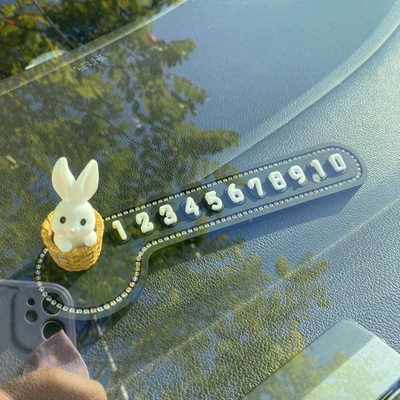 Cute temporary parking sign for cars, car phone number plate for moving vehicles, creative car interior decoration accessories
