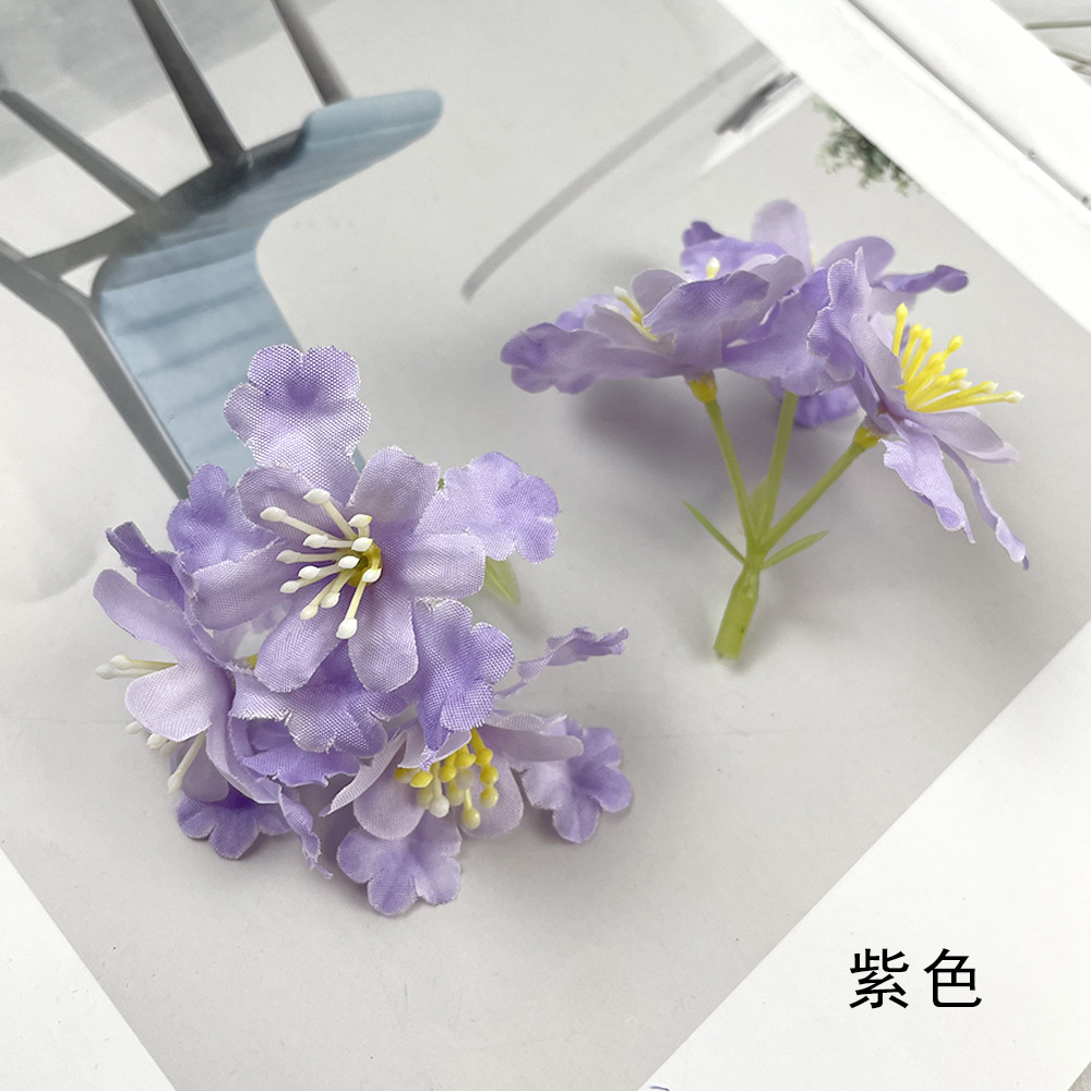 Simulación de 3 horquillas racimos de flores de hierba pequeña diy material de horquilla fabricación de flores falsas estilo ins decoración de ramillete Hanfu
