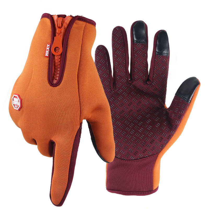 Guantes de pantalla táctil invierno cálido hombres y mujeres que montan deportes al aire libre antideslizante nieve escalada cremallera motocicleta guantes de lana