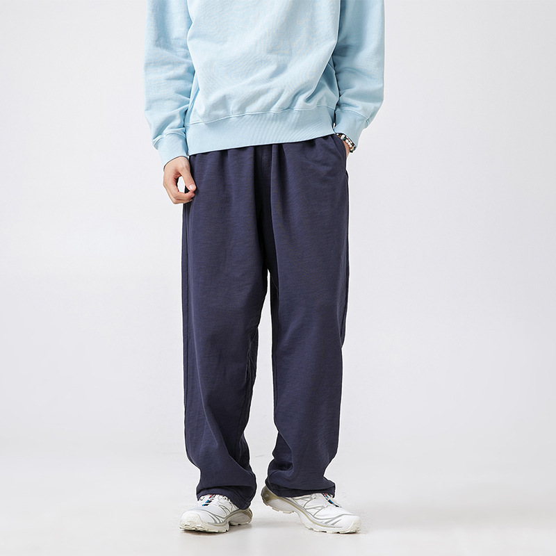 Trendy 400g Bamboo Cotton Heavyweight Loose Casual Pants Unisex Sports Casual Pants