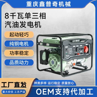 厂家批发8千瓦等功率手起动汽油发电机230v/400v双电压大功率户外