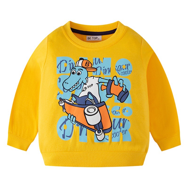 Sudadera de punto con cuello redondo estilo coreano para niños, con estampado de dibujos animados, novedad 2026, top de moda de una pieza para niños, venta al por mayor.