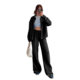 211497 Spring and Summer New Cross-Border European and American Pure Color Cotton Long-Sleeved Cardigan Women's Loose Shirt Casual Pants Suit