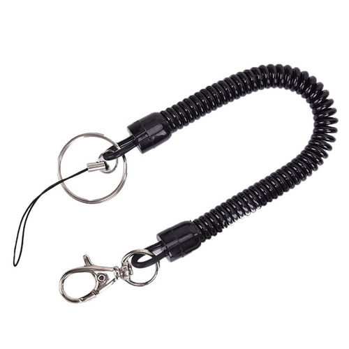 Black extended spring rope keychain mobile phone elastic lanyard key retractable lanyard TPU outdoor lost rope