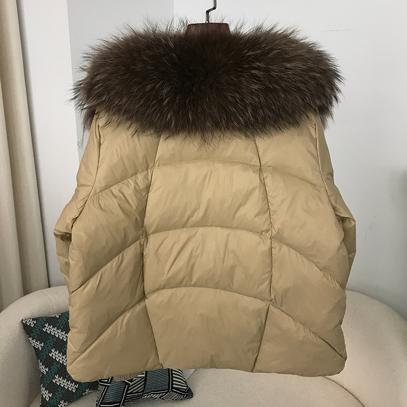 Women's Down Jacket With White Duck Down And Fur Short Coat_voghion.com