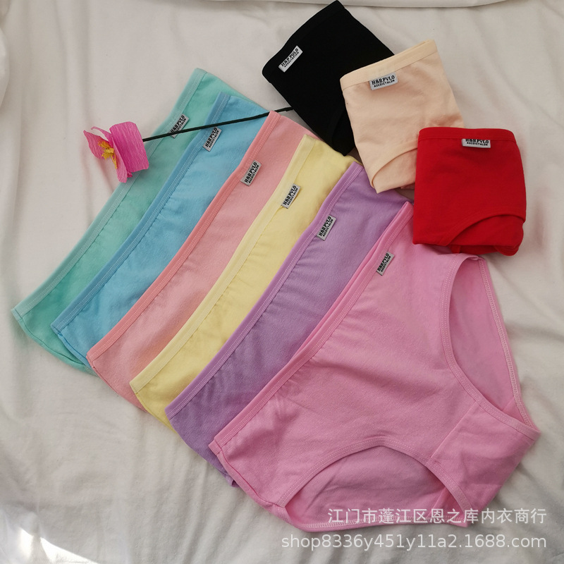 A001内裤女内裤棉纯色女士三角裤性感女生可爱001全棉爆款批发