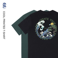 メンズサマートレンドブランドアメリカンプリント純綿半袖Tシャツ新作ラウンドネック万能ドーパミン風トップスレディース