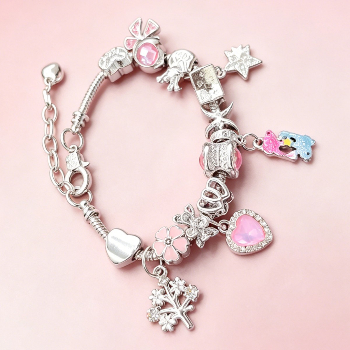 Pan brazalete DIY Piscis brazalete diamante amor pentagramas árbol de la vida arco flores joyas de moda