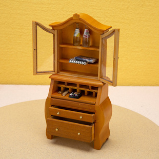 1:12 Mini Doll House Wooden Mini Furniture dollhouse Study Micro Scene Bookcase Multi-grid Cabinet Ornaments