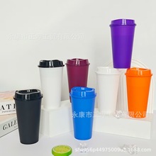新款创意新品彩色12oz咖啡杯pp材质时尚塑料咖啡杯直饮水批发