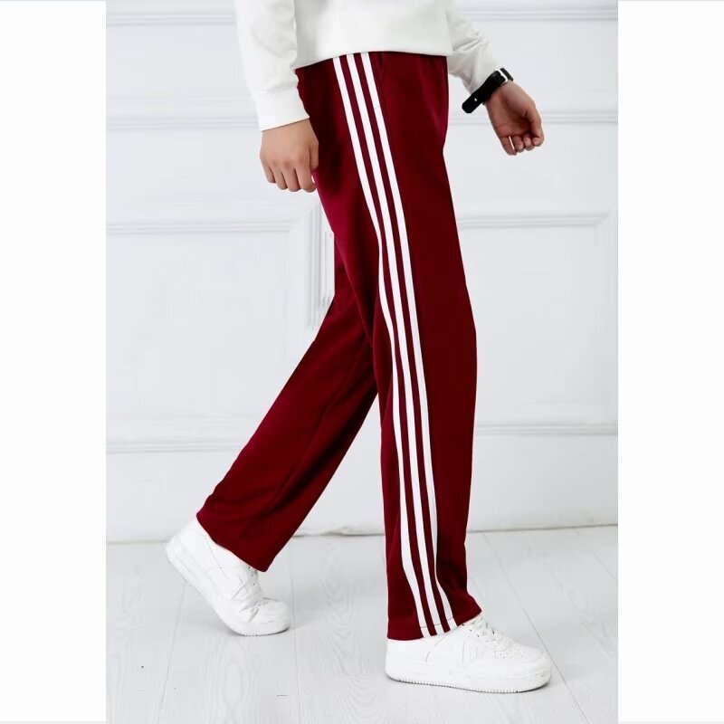 Wholesale Sports Pants for Men, Straight-Leg Sweatpants, Cheap Casual Pants, Three-Stripe School Uniform Pants, Versatile Plus-Size Pants