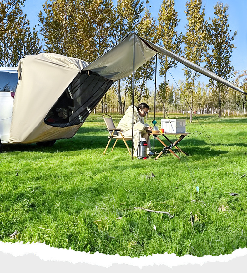 Cross-border best-selling car roof tent, SUV rear extension tent, portable for self-driving tours, outdoor camping, vehicle-mounted, no assembly required