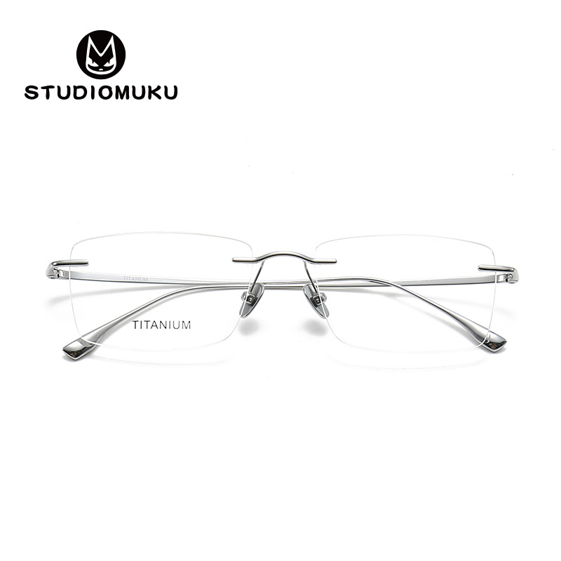 Gafas frescas de madera STUDIOMUKU montura de gafas sin bordes cuadrados sin montura simple con monturas de negocios para hombres y mujeres
