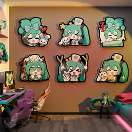 初音未来二次元挂画电脑竞房间布置装饰卧室动漫墙面贴纸海报背景