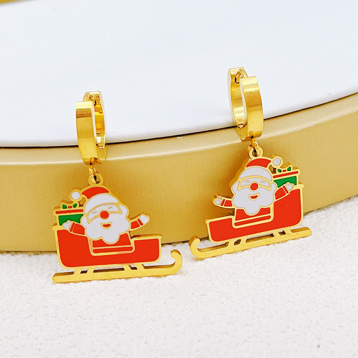 Navidad, collar de acero inoxidable, Santa Claus, brazalete, set de pendientes, joyas explosivas transfronterizas