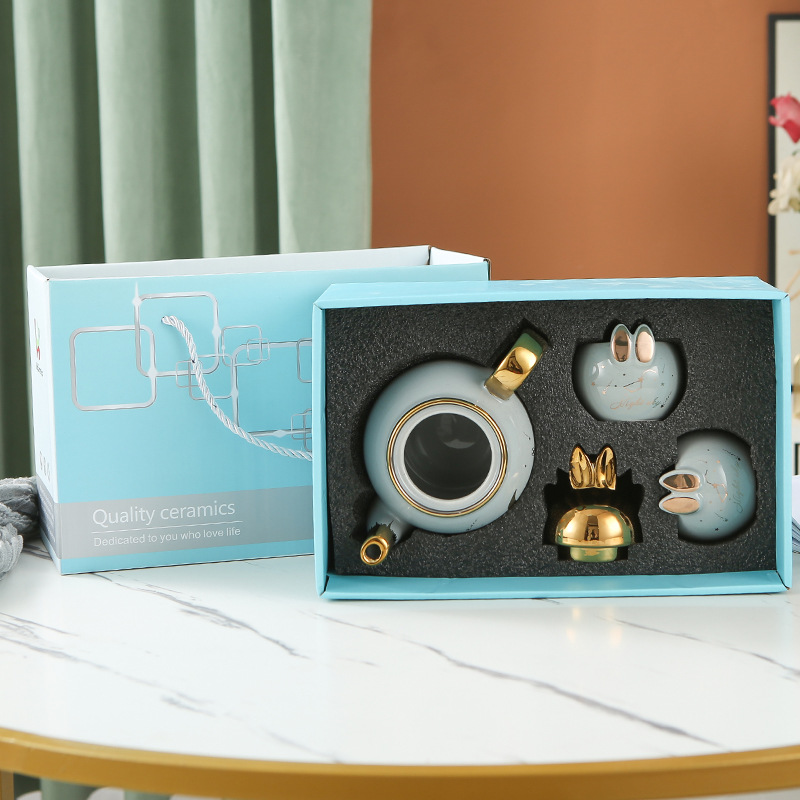 Lindo flor tetera traje de mano de cerámica regalo se puede utilizar como logotipo una olla cuatro tazas tarde juego de té regalo