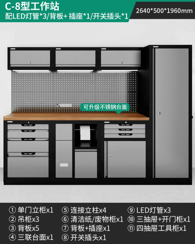 緑林ワークステーション多機能作業台修理鉄皮キャビネット自動車修理工具車ステンレス重型工具キャビネット|undefined