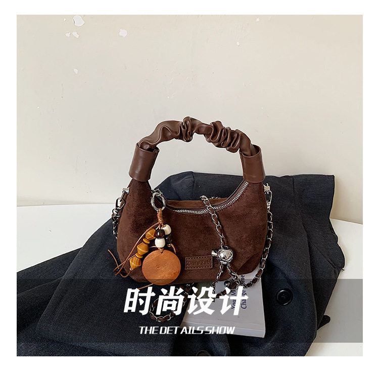Túi đeo chéo nữ dáng sủi cảo da PU mềm, kiểu dáng tối giản tiện đi làm hằng ngày — màu cà phê, màu nâu, màu trắng ngà, xanh lá cây chi tiết 4
