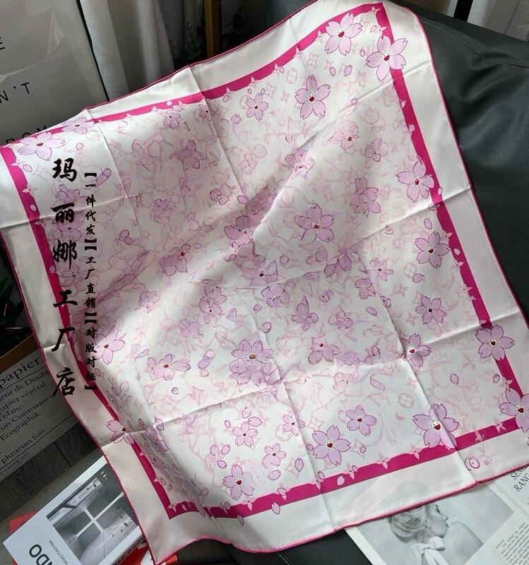 欧陽ナナと同じスタイルの桜の大きな正方形のスカーフ、女性用、甘くてクールなホットガール、多機能シルクスカーフ、チューブトップ、旅行用日焼け止めスカーフ|undefined