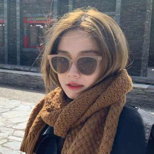Brown Bean Tea Color Sunglasses for Women and Men, Large Face, Makes Face Look Smaller, UV Protection