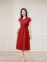 杭州真丝桑蚕丝连衣裙女夏季薄款中老年妈妈宽松遮肚纯色开衫长裙