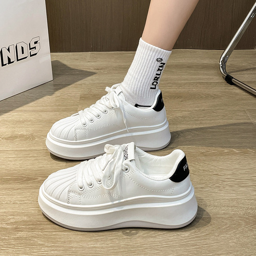 Spring and Autumn New Style White Shoes Women's Student Shoes Shell Toe Casual Sneakers Versatile Sports Flat Shoes