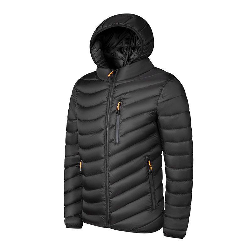 Cross-Border Trade New Men's Winter Thick Cotton Coat Ribbed Cotton Jacket Warm Hooded Jacket Heated Men's Clothing