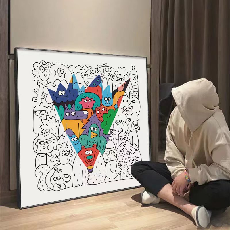 Trendy Nina Dzyvulska Hanging Painting Milk Tea Shop Bedroom Living Room Decorative Painting Live Room Clothing Store Mural