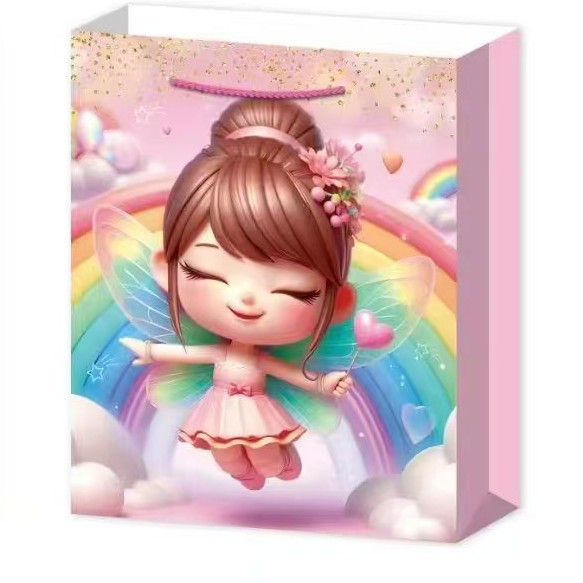 新款卡通女孩手提袋白卡纸加厚大容量可爱创意便携收纳卡通ins