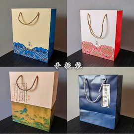 中国风手提礼品袋紫砂壶锦盒包装袋茶具茶叶送礼高档手拎纸袋批发