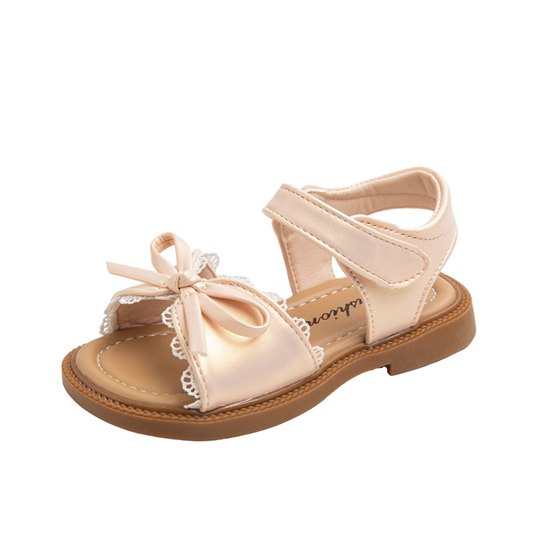 Sandalias para niñas 2025 nuevo estilo verano niña bebé casual zapatos de playa de suela blanda zapatos de princesa con lazo de estilo occidental para niños image 7