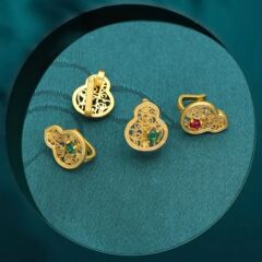サンドゴールドアクセサリー DIY ジュエリーアクセサリー古代ゴールドダイヤモンド中空ひょうたんクリップ接続バックルブレスレット編組ロープ仕上げ