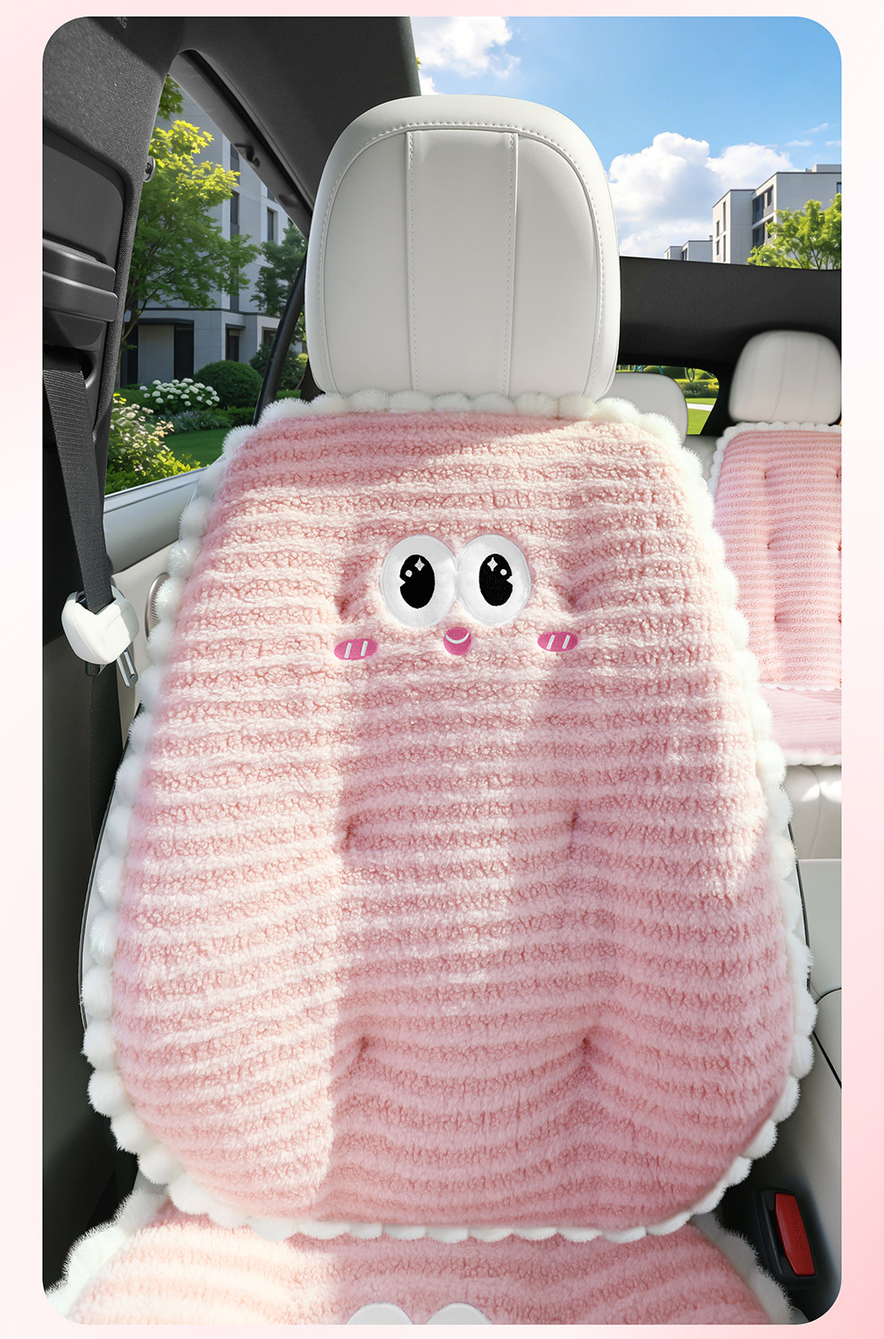 New plush car seat cushions, seat covers, and pillows for car seats