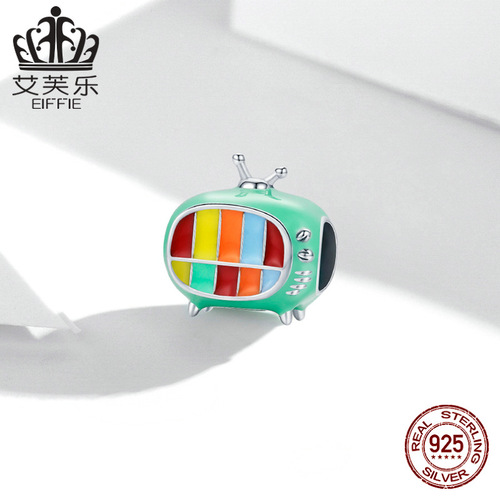 Evelo Mini TV Colorful Oil Drip Beads Bracelet Pure Silver S925 Pearl Beads Accessory SCC1861