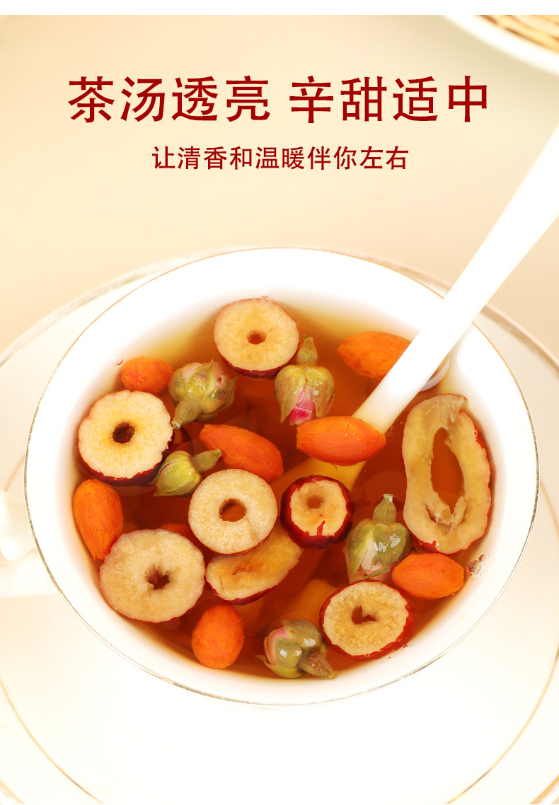 Brown Sugar Ginger Tea with Longan Red Date Goji Rose 26g x 20 Sachets Pull-Out Box Hot Brew in use
